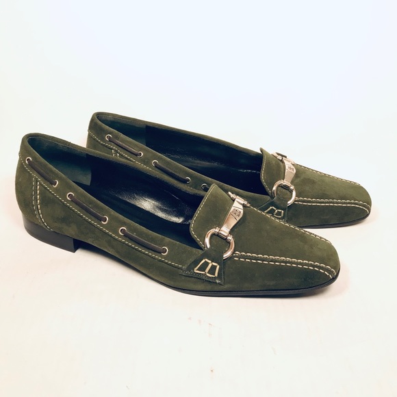 Lorenzo Banfi green suede stitched loafers - Picture 2 of 8